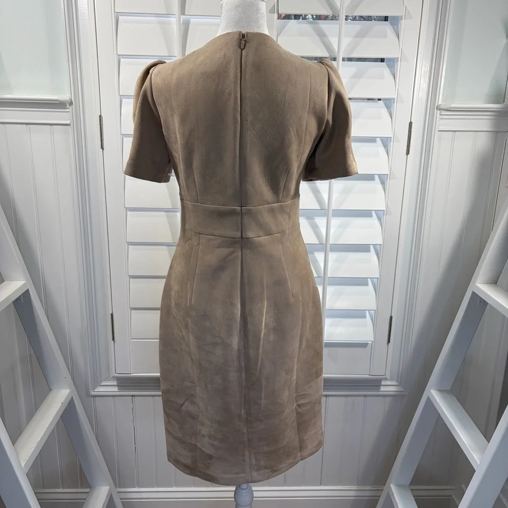 DKNY Suede Puff Sleeves Midi Dress - Picture 2 of 8